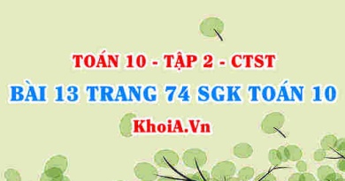 Bài 13 trang 74 SGK Toán 10 tập 2 Chân trời sáng tạo